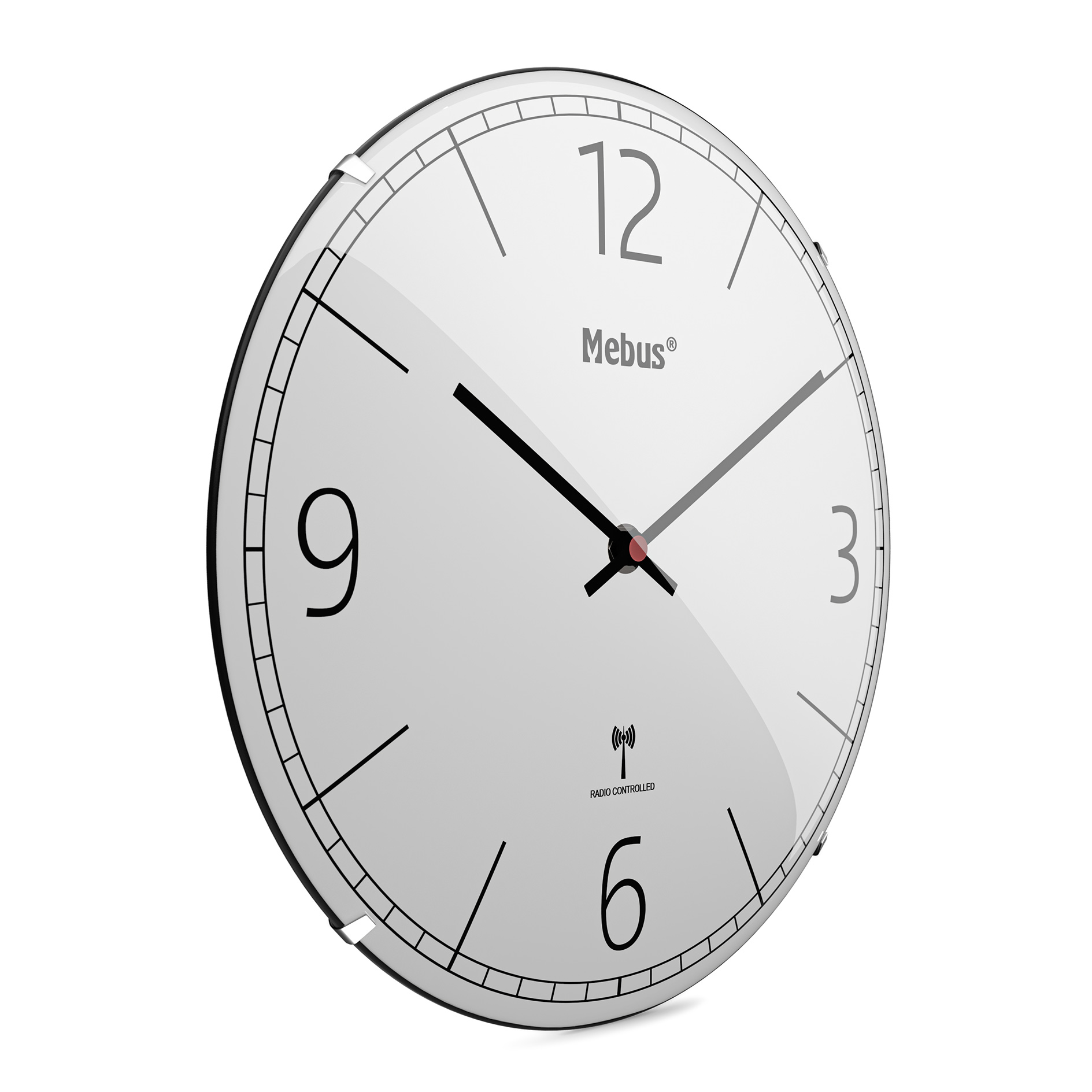 Funk-Wanduhr - weiß - Kuppelglas - Ø 30 cm