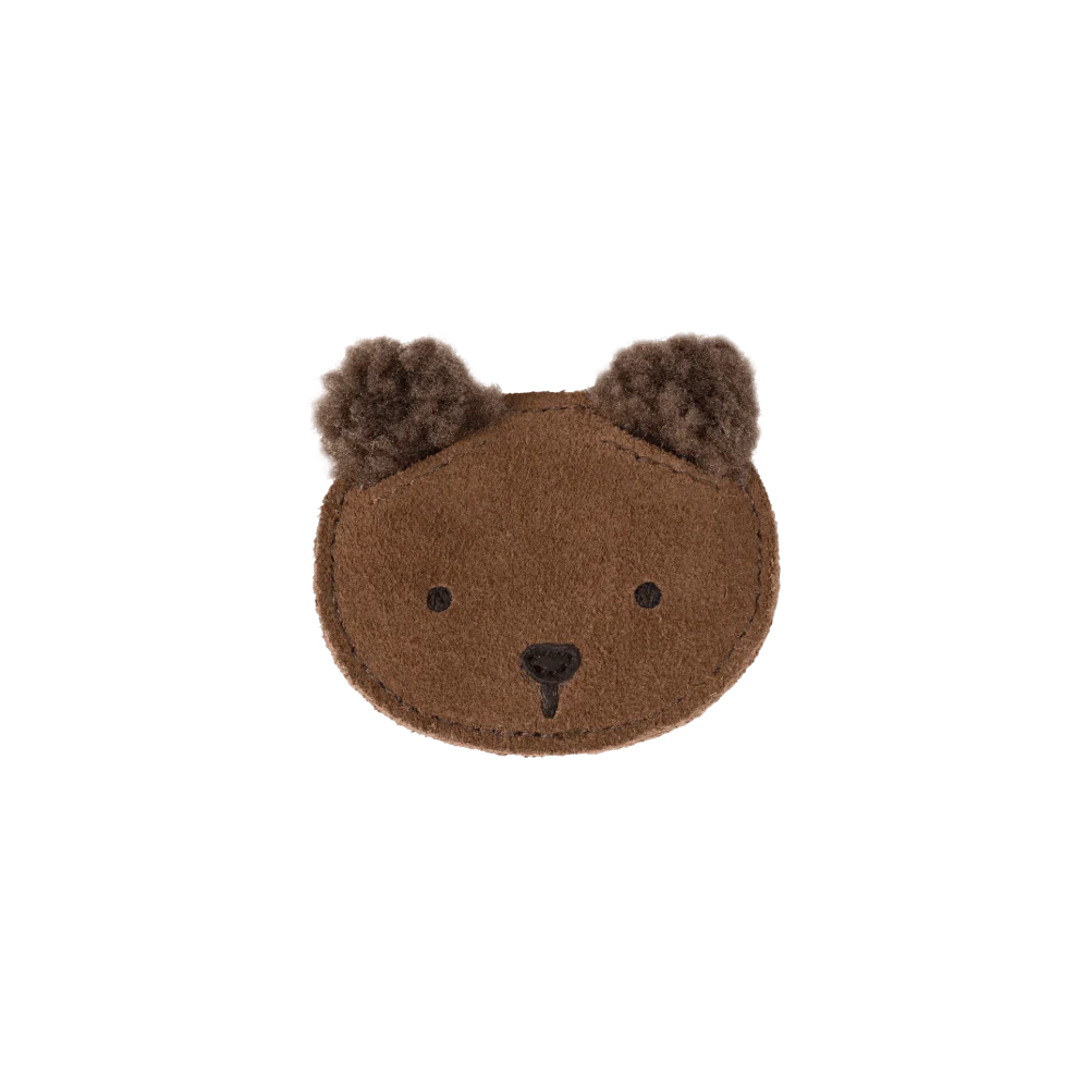 Pouty Clip | Fluffy Bear | Teddy Brown Suede