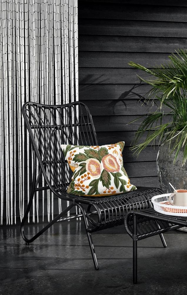 Nordal  Garden kurvestol i flettet polyrattan - sort