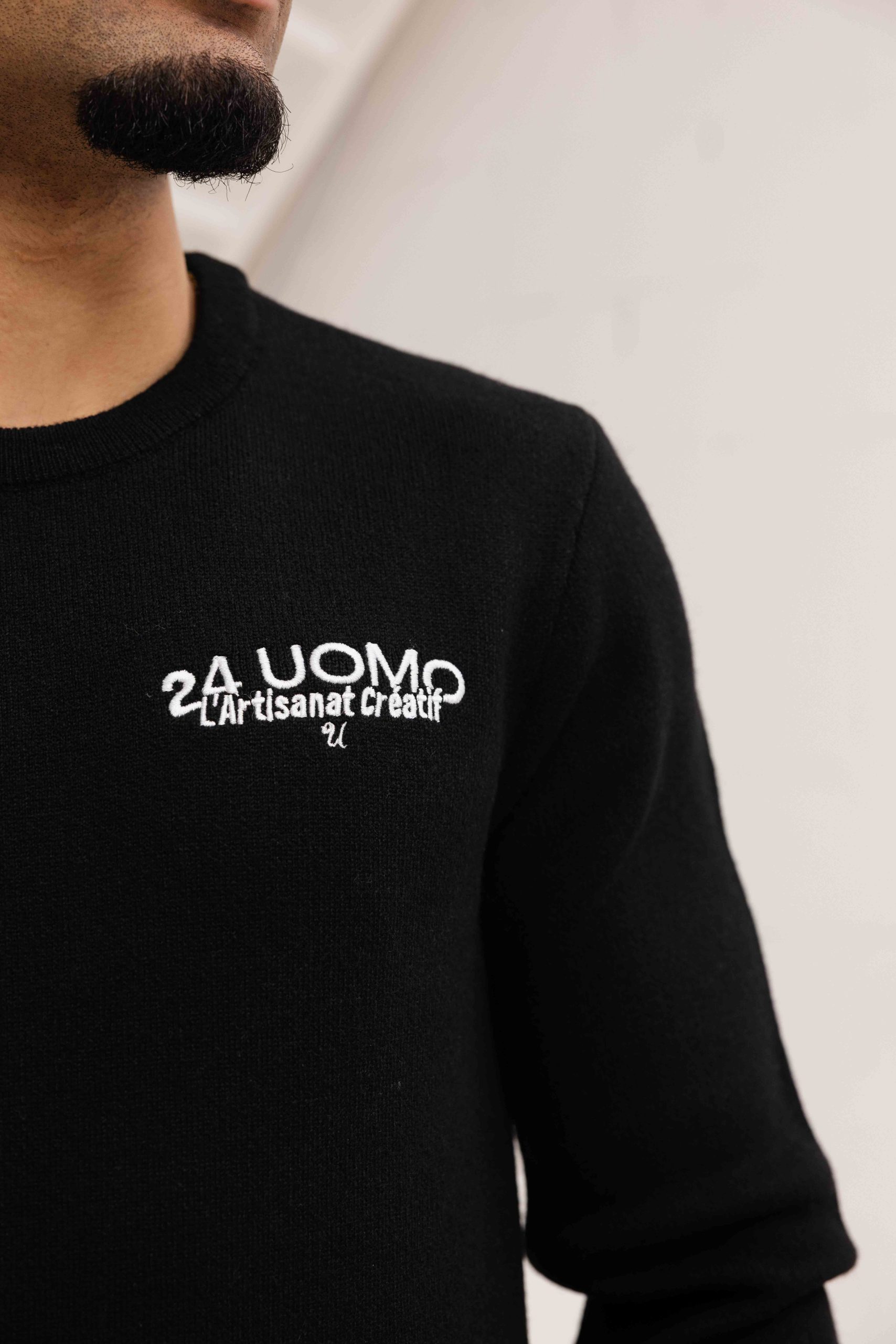 24 Uomo Knitted Sweater Heren Zwart