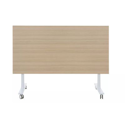 Table de réunion mobile et rabattable YES ! - 160 cm - Pieds blancs - Chêne