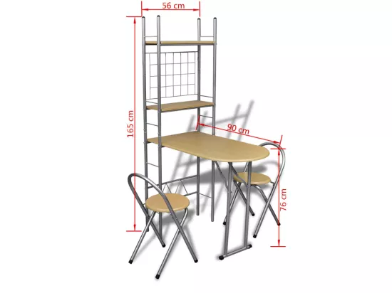 Jeu de bar petit-déjeuner pliable avec 2 chaises