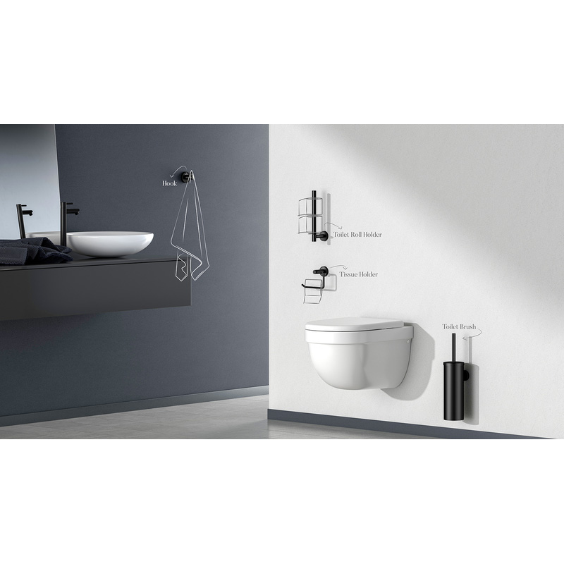 Dynamic Way RVS toilet accessoires set zwart