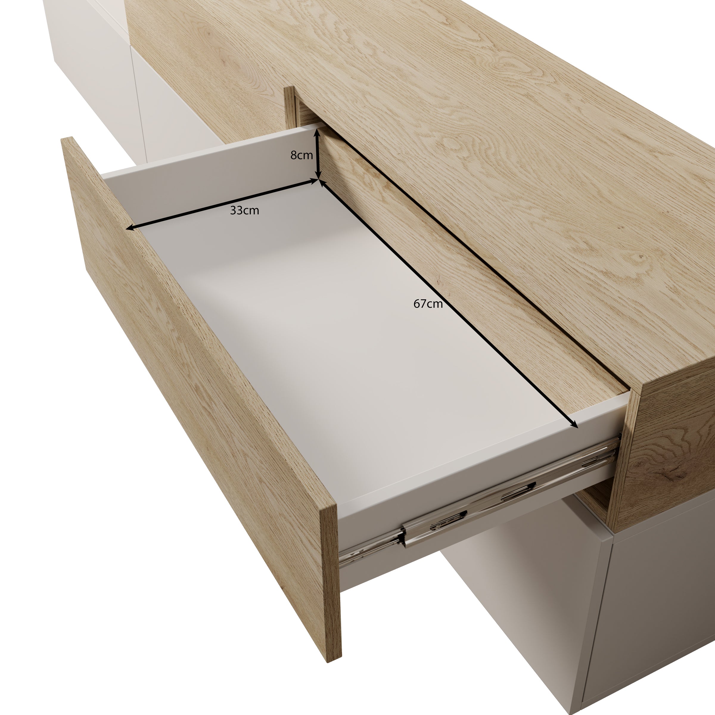 Nobu - Wandmeubel - Wit/Eikenpatroon - 225x40x209 cm