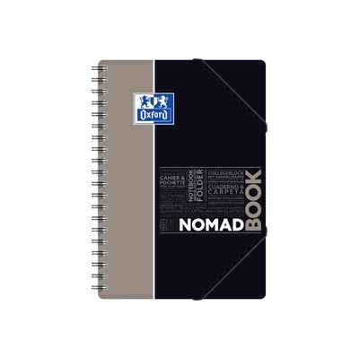 Oxford Etudiants - Cahier Nomadbook B5 (19 x 25 cm) avec pochettes 3 rabats - 160 pages - petits carreaux (5x5 mm) - double spirale - disponible dans différentes couleurs