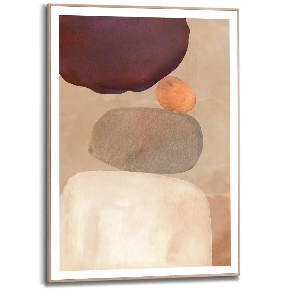 Schilderij Pebble Play - 70x50cm - Bruin