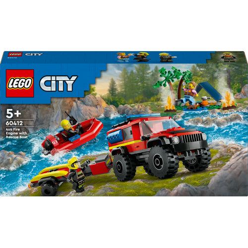 Camião Dos Bombeiros 4X4 Com Barco Lego