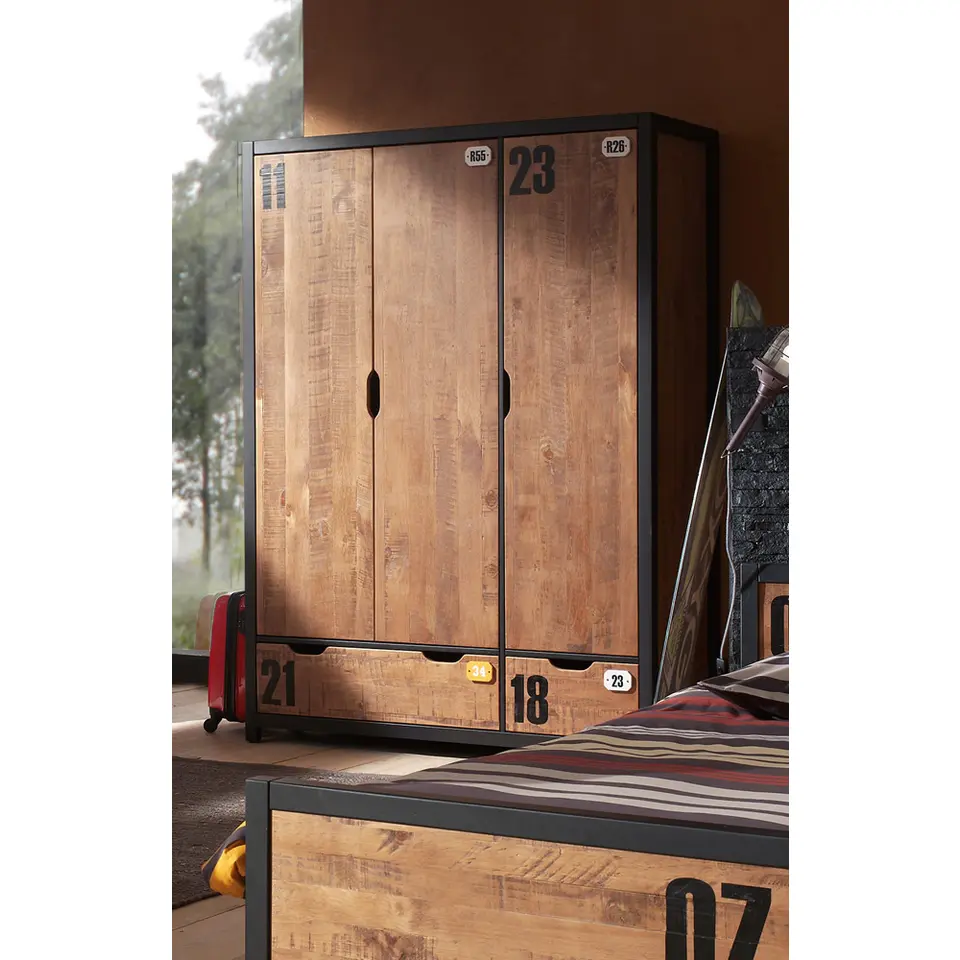 Vipack 3-deurs kledingkast Alex - bruin - 200x147,4x55 cm