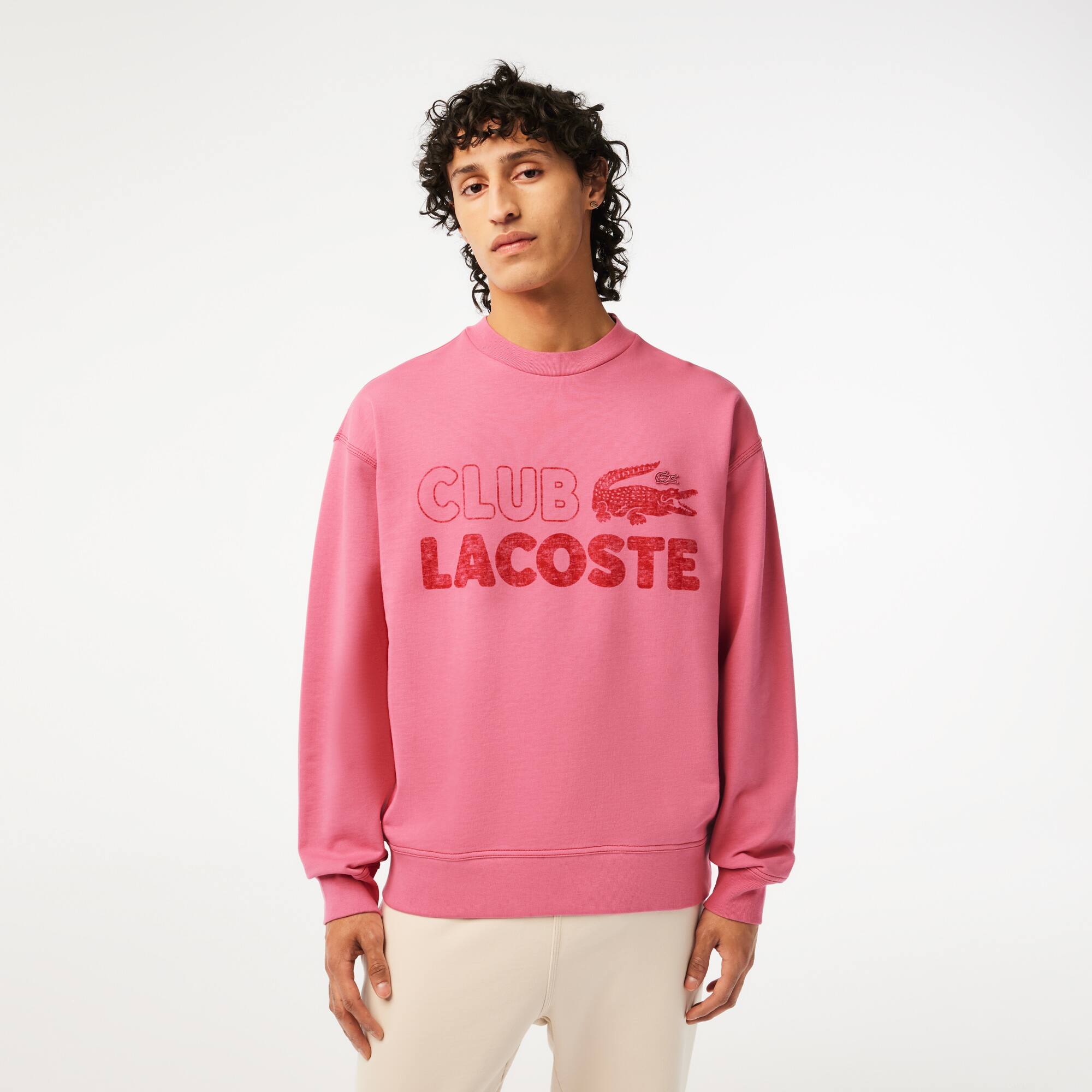 Herren LACOSTE Sweatshirt mit Rundhals und Vintage-Aufdruck Sweatshirts - Rosa - Lacoste - Herren