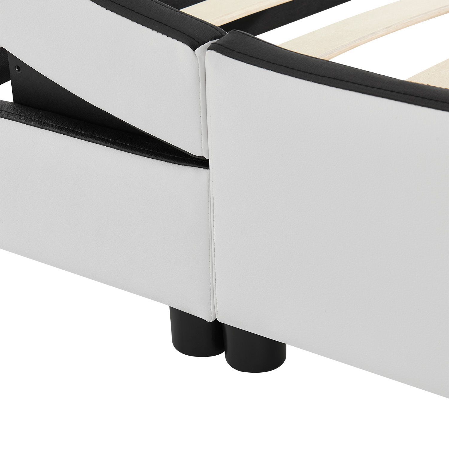 Juskys Polsterbett Bett Valencia 180 x 200 cm weiß mit Kaltschaummatratze Doppelbett mit LED