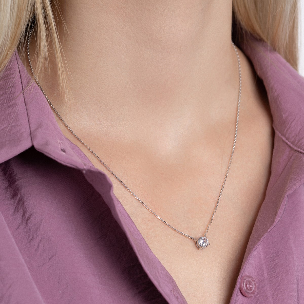 Collier Brillaxis solitaire 6 mm