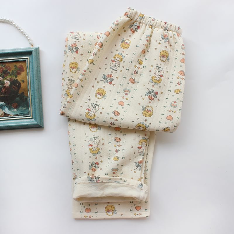 Dogini - Pyjamabroek met elastische taille en rechte pijpen en patroonprint