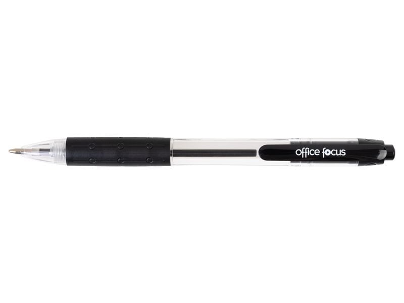 office focus Kugelschreiber Office Focus 1 mm Mine, Schwarz Druckkugelschreiber mit Clip und weichem Griff