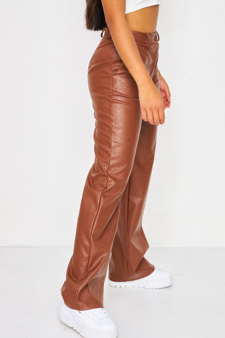 Pantalon à pinces évasé marron