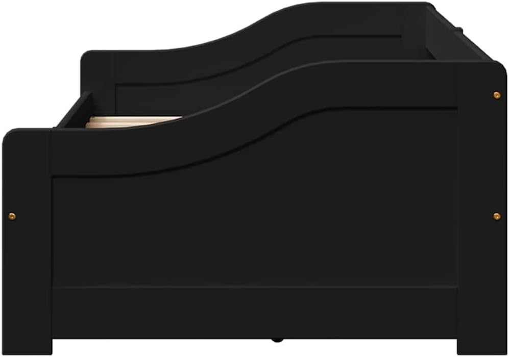 vidaXL Tagesbett mit 2 Schubladen ohne Matratze iRun Schwarz 90x200cm, Sofabett, Beistellbett, Tagesbett Holz, Gästebett, Schlafsofa
