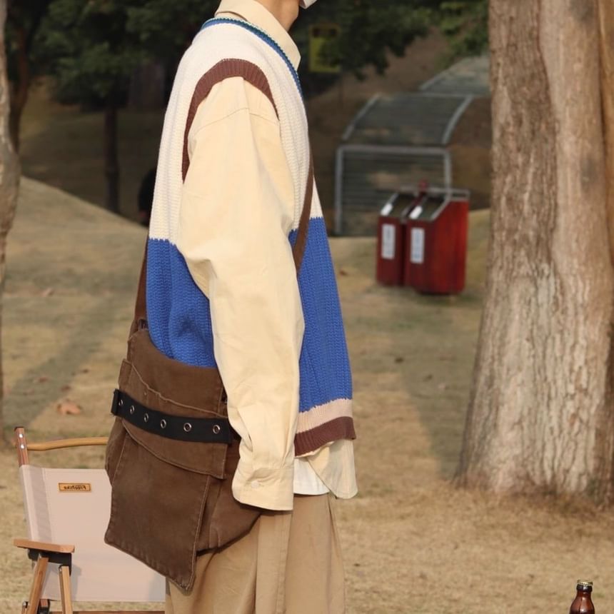 DuckleBeam - V-hals Color Block Sweater Vest