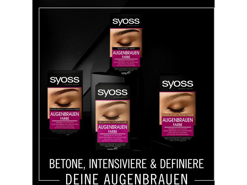 Syoss Augenbrauenfarbe 1-1 Schwarz Dauerhafte Augenbrauenfarbe mit Anwendungsbürste