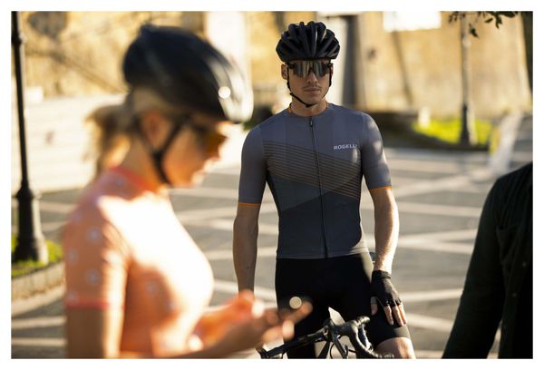 Maillot Manches Courtes Velo Rogelli Spike - Homme - Gris/Orange