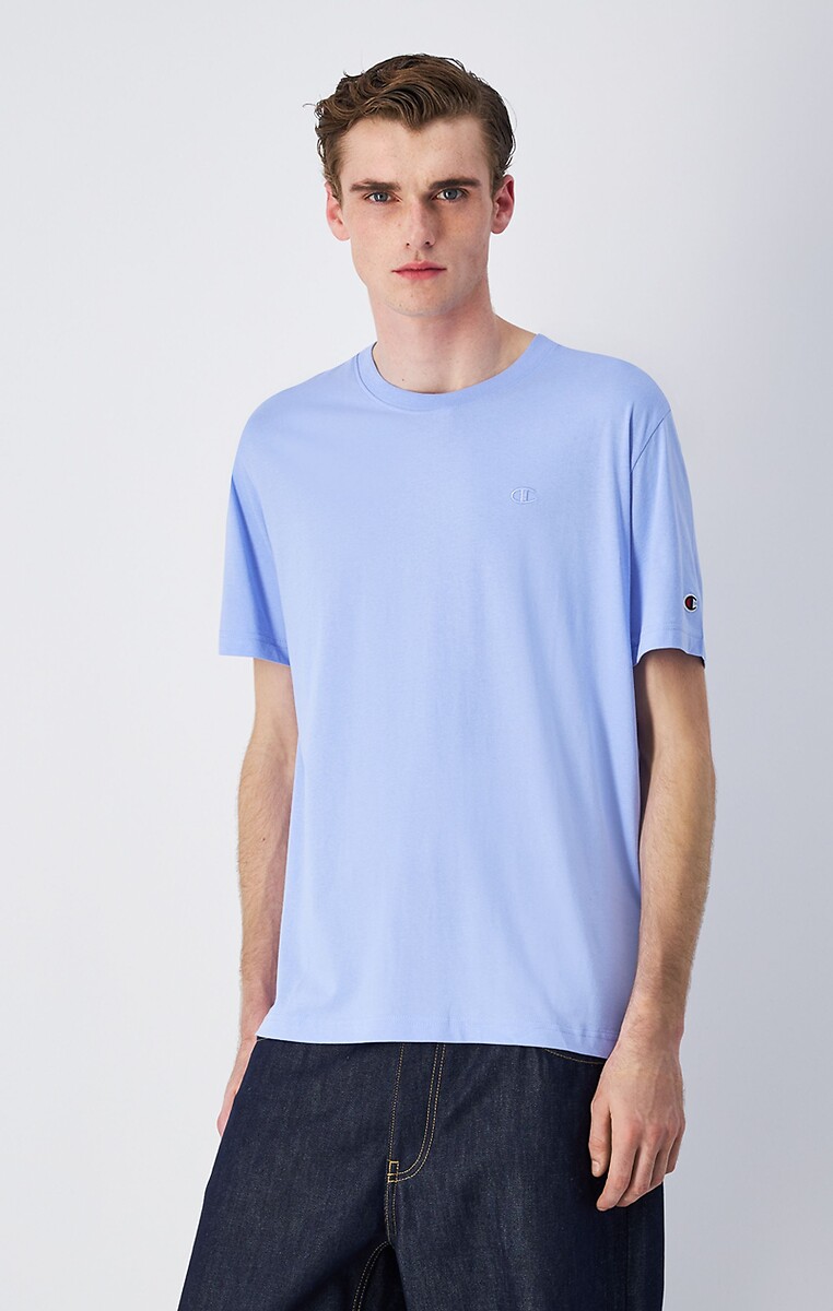 CHAMPION<br>Camiseta de manga curta com gola redonda e logotipo bordado
