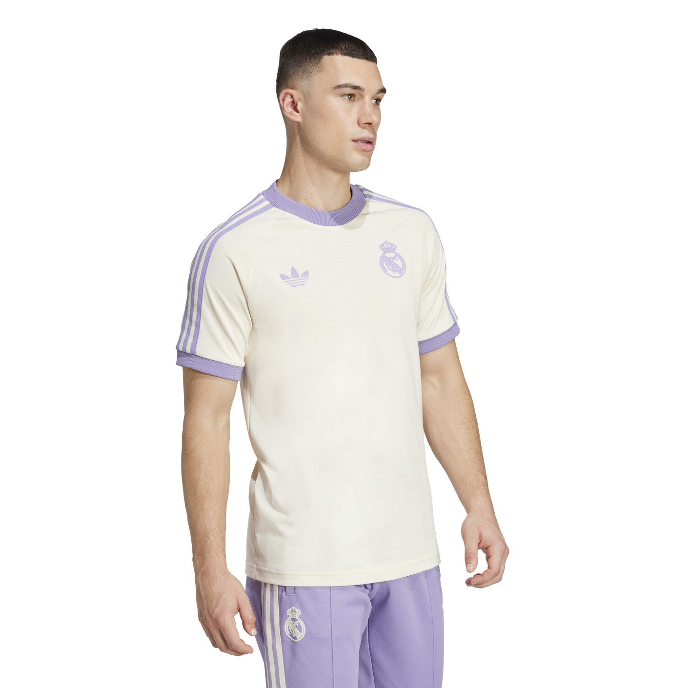 Adidas Real Madrid Culturewear T-Shirt 2024-2025 Gebroken Wit Lichtpaars