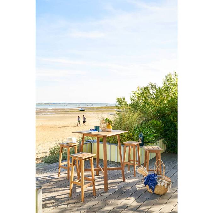 Lot de 2 tabourets hauts de jardin TIWI Acacia