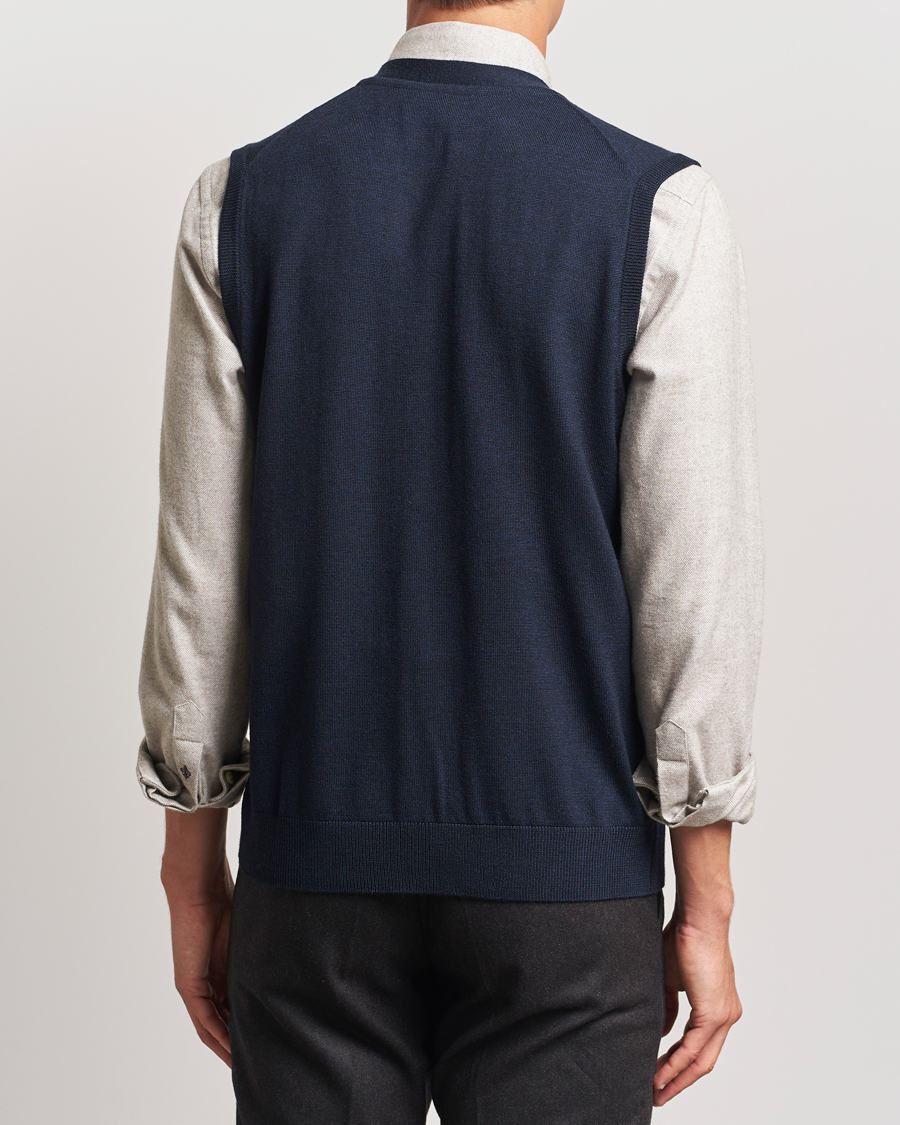 Morris Merino Slipover Vest Navy