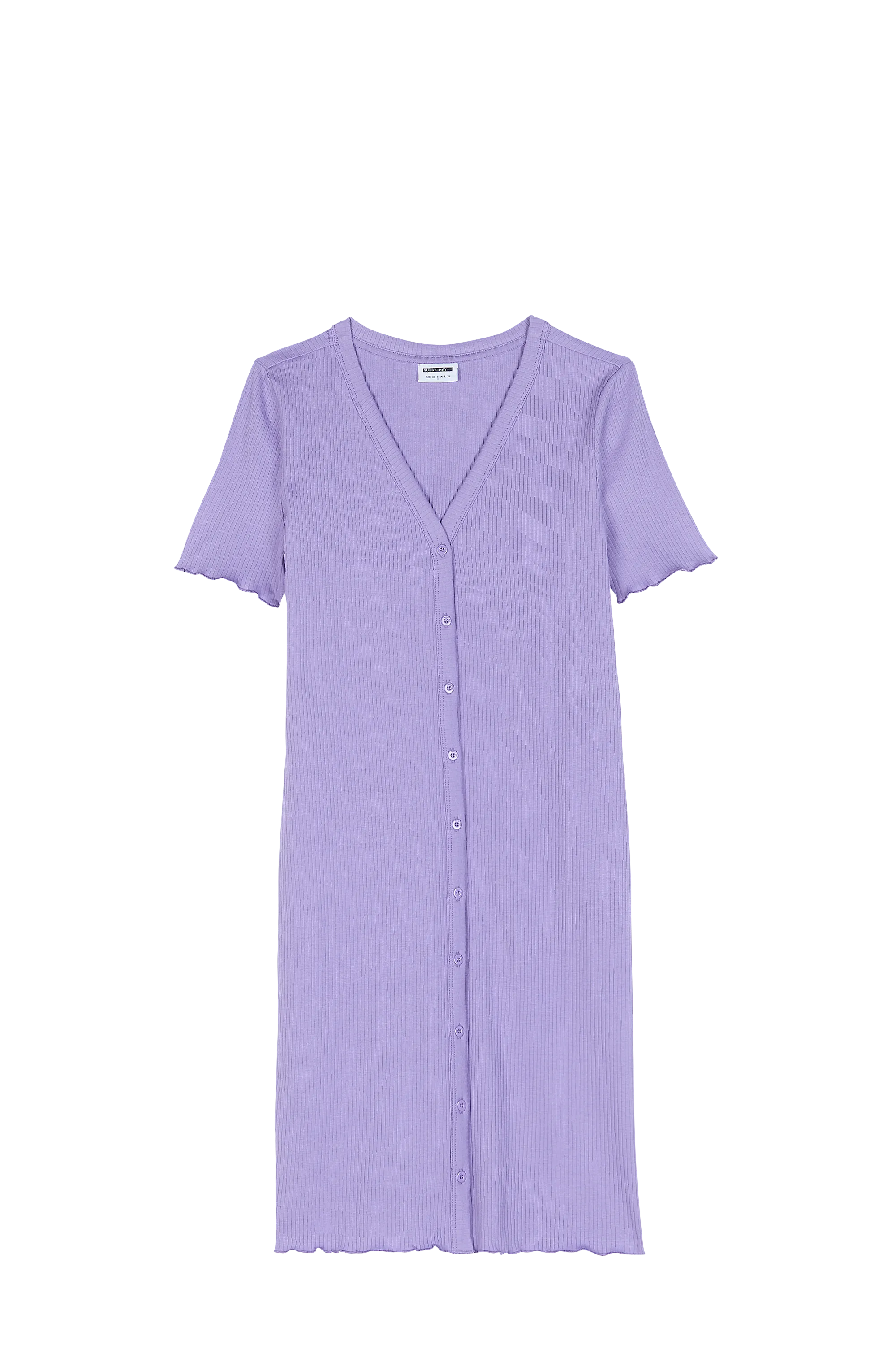 NOISY MAY Robe courte col V en coton mélangé Violet