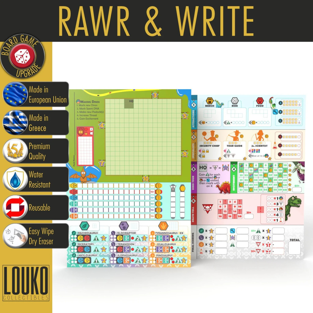 Dinosaur Island: Rawr' N Write - Feuille de score réinscriptible