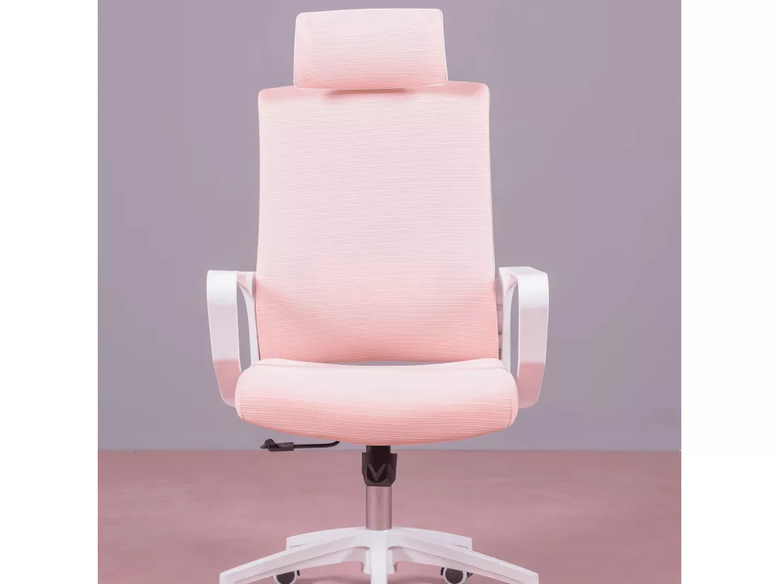 Chaise de bureau ergonomique en mesh respirante et appui-tête réglable - Mesh - Rose
