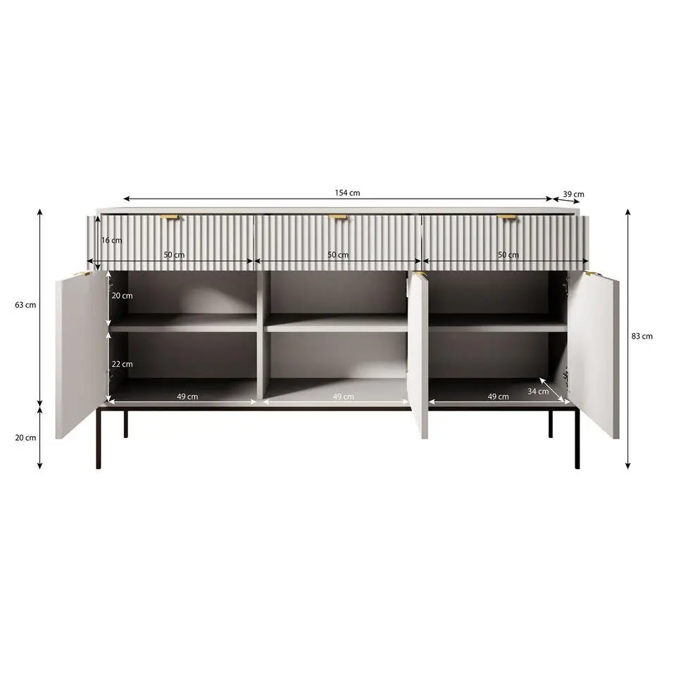 Meubella - Dressoir Navil - Groen - 154 cm