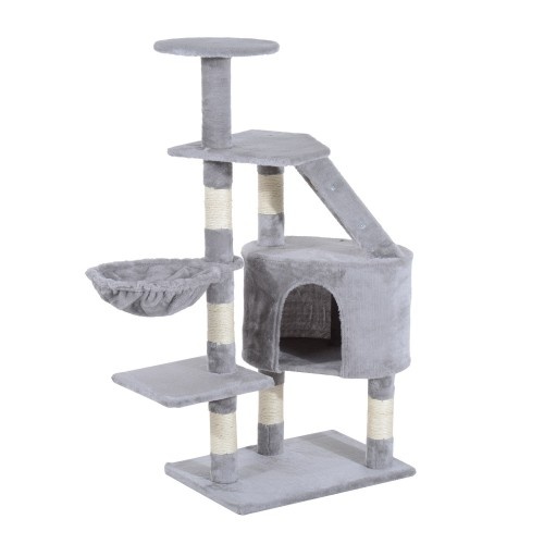 Arranhador para gatos Pawhut com poste cinza