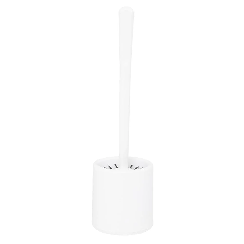 Brosse WC silicone ronde avec support plastique blanc