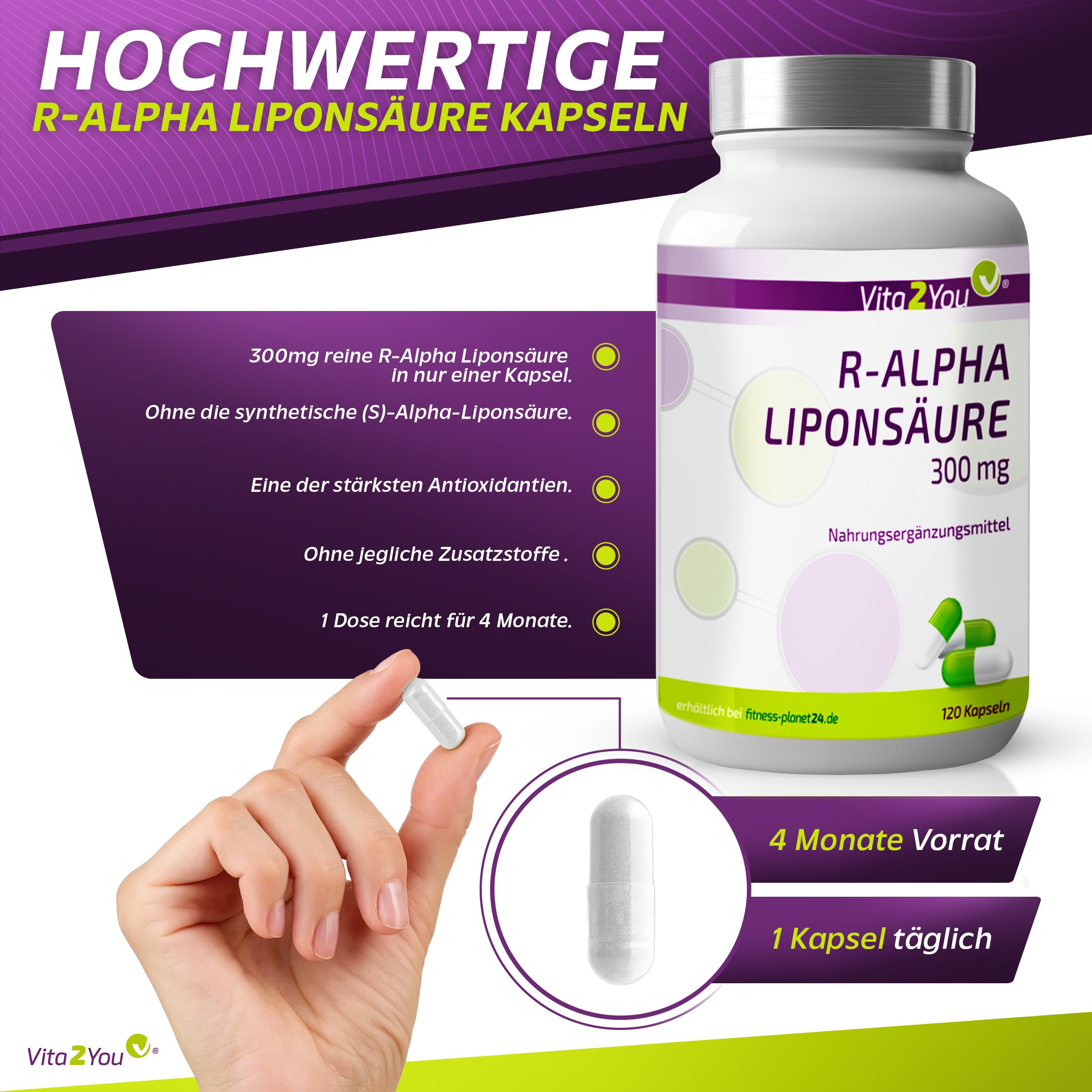 Vita2You R Alpha Liponsäure 300mg Kapseln