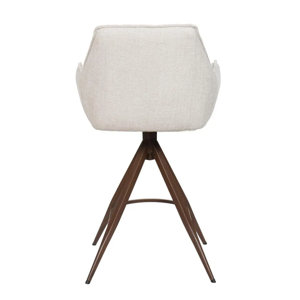 Barstoel Beige/Walnoot - Zithoogte 66cm - Noa - Set van 2