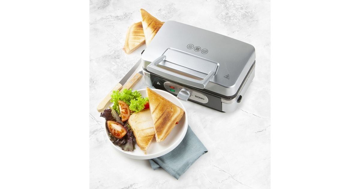 DomoSnackmaker 3-in-1: croque-wafel-grill DO9136C  (Grijs)