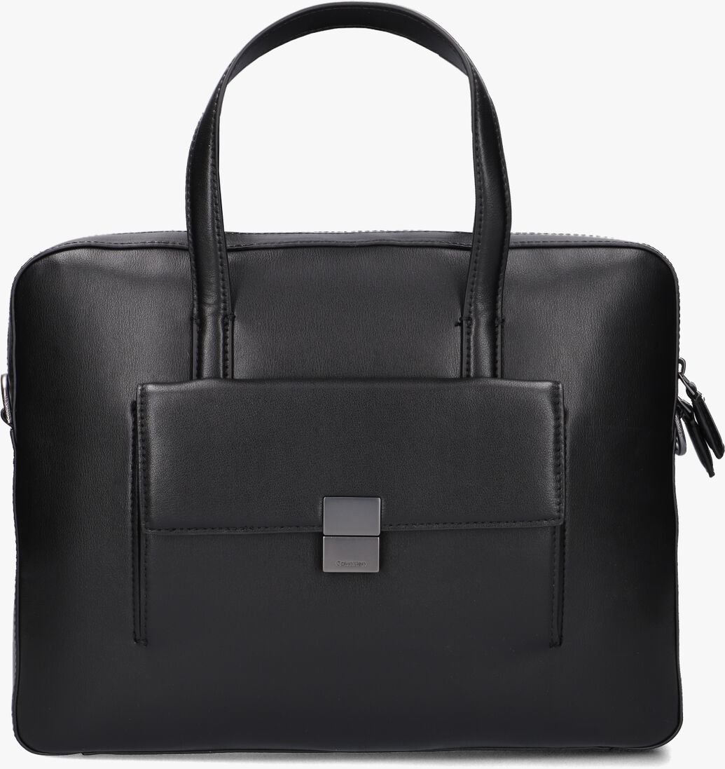 CALVIN KLEIN zwarte calvin klein laptoptas iconic hardware laptop bag