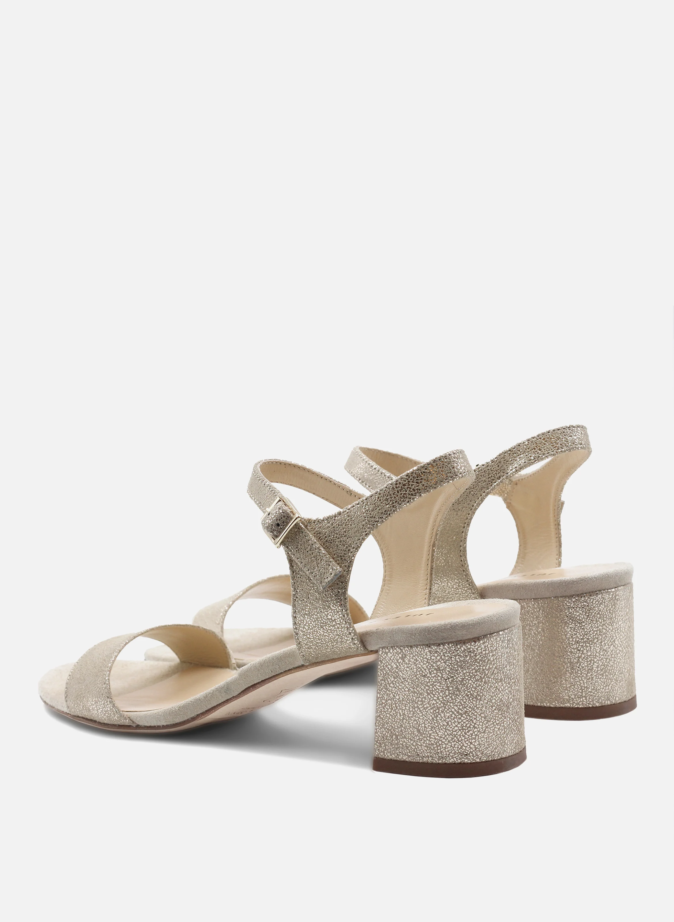 Sandales moyen talon cuir métalisé | Doré