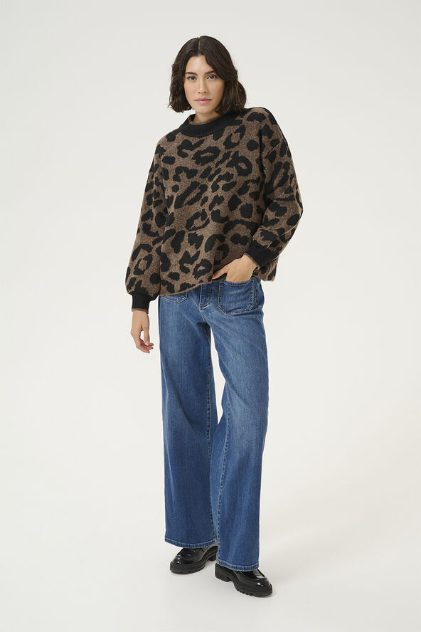 Kaffe KAwilma Knit Pullover Brown/black animal pattern