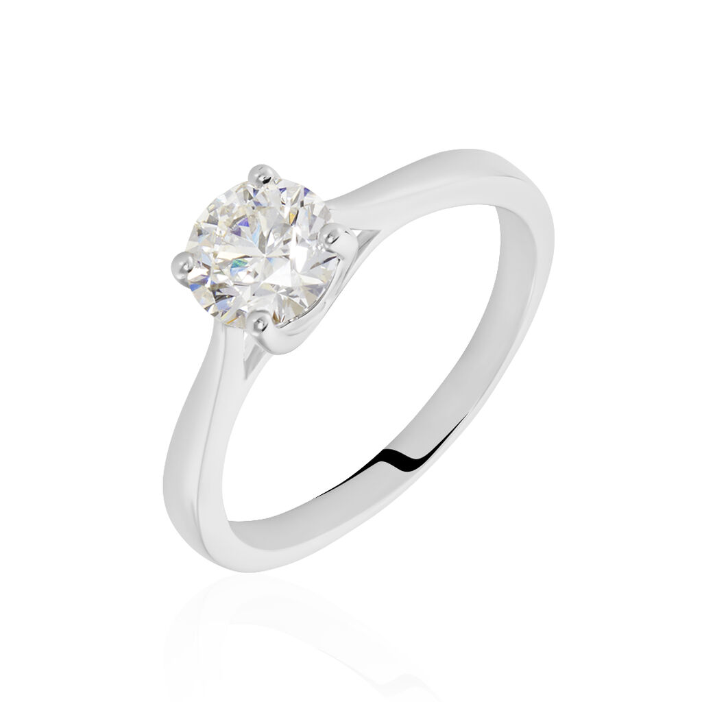 Bague Solitaire Fiona Or Blanc Diamant Synthetique