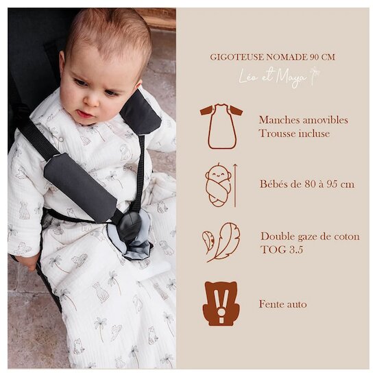 Léo et Maya Gigoteuse nomade à manches amovibles + trousse   9-24 mois   de               Candide