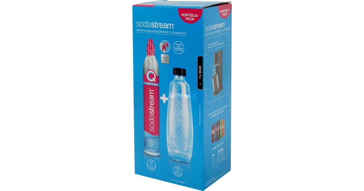SodaStreamQuick Connect CO2-reservecilinder CQC + glazen fles bruiswatertoestel  (Pink)