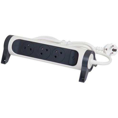 Rallonge multiprise rotative avec interrupteur - 3 prises - 2P+T - cordon 1