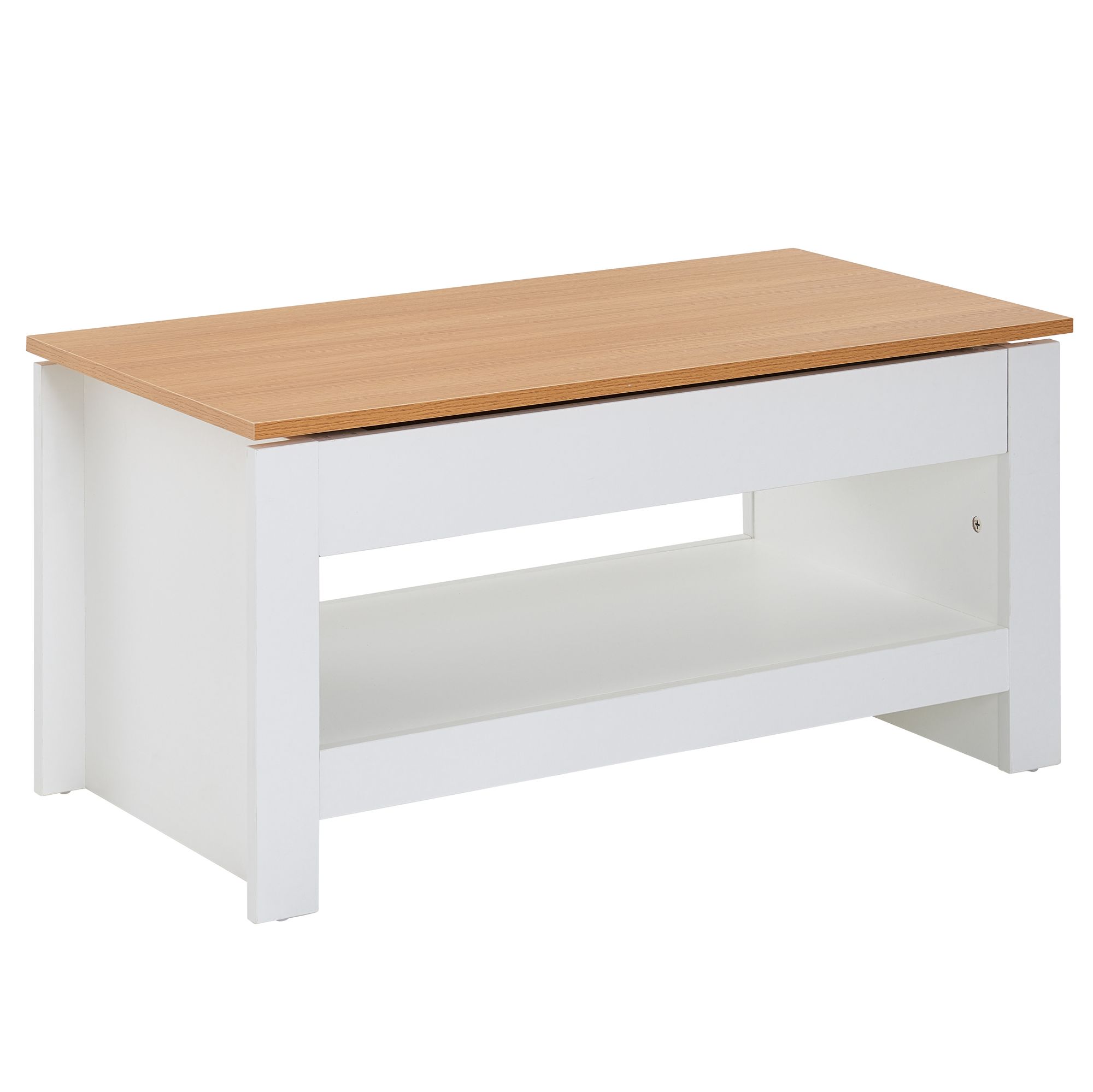 Couchtisch FineBuy Wohnzimmertisch Weiß 85x47x42cm Sofatisch Tisch mit Stauraum