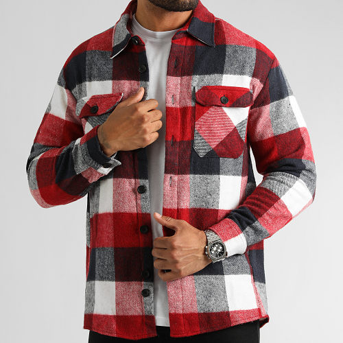 Surchemise A Carreaux 2705 Rouge Bleu Marine Blanc
