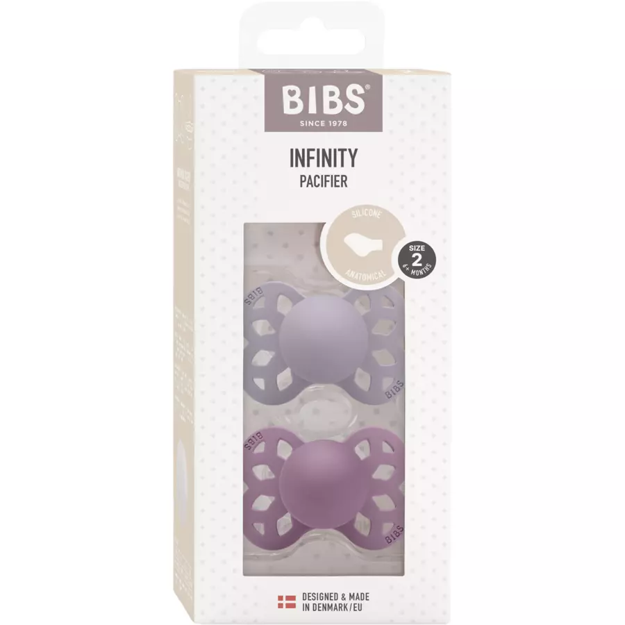 BIBS® Schnuller Infinity anatomischer Sauger 6-18 Monate Fossil Grey & Mauve 2 Stk.