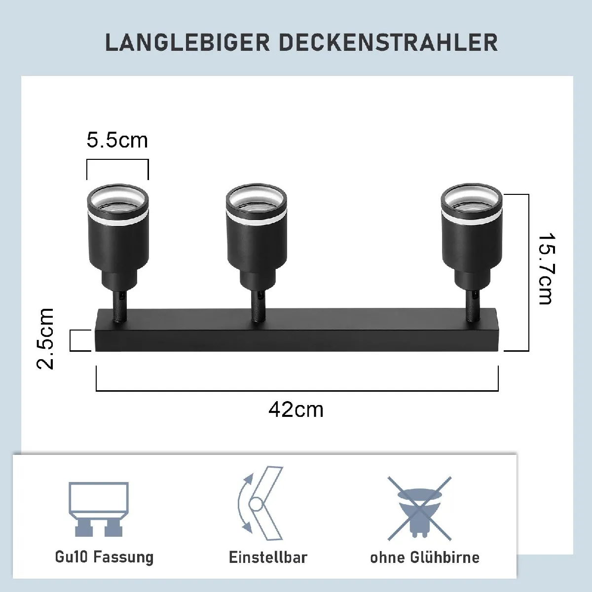 ZMH Lampe Plafonnier - 3 flammes GU10