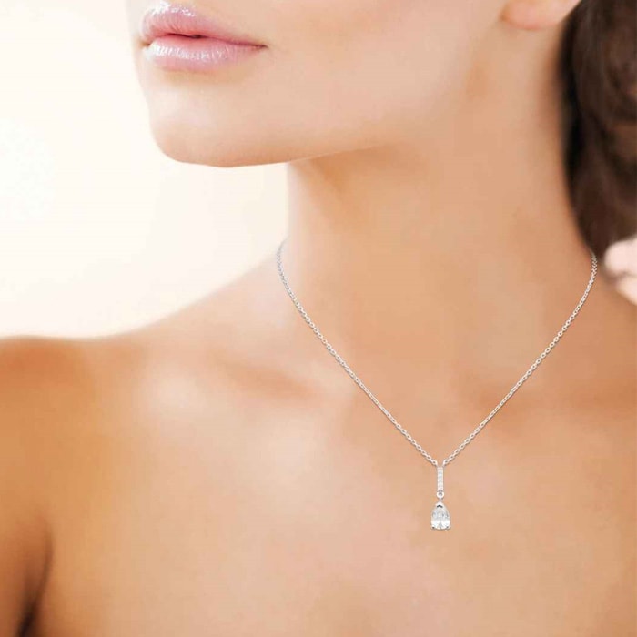 Collier - Argent 925/1000 rhodié & oxyde de zirconium