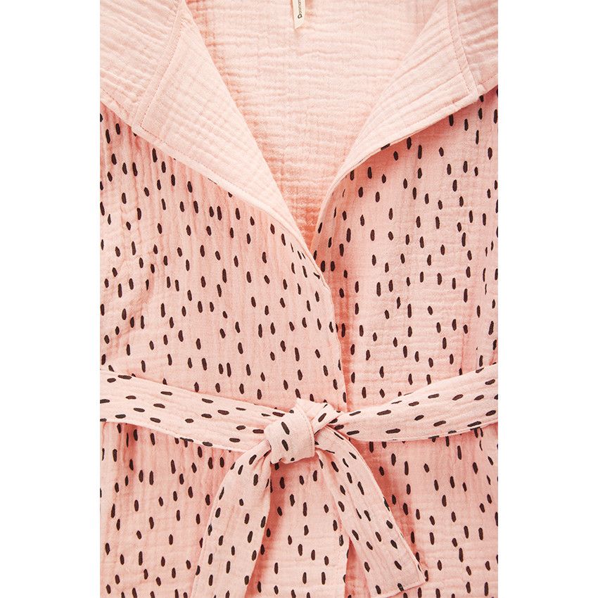 Peignoir de bain à capuche imprimé en gaze de coton - Rose