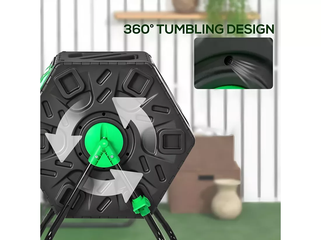 Composteur bac a compost de jardin rotatif de 65L en plastique CULTI