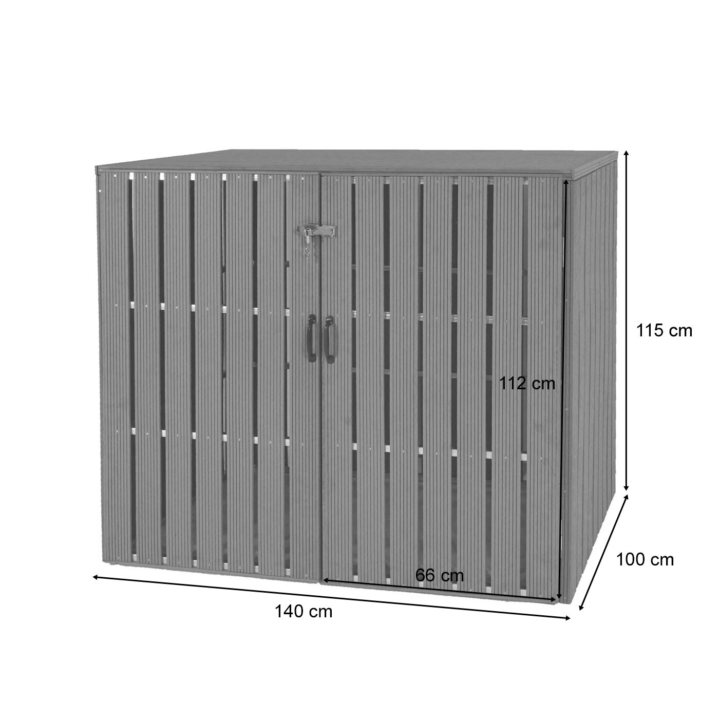 XL 2er-/4er-WPC-Mülltonnenverkleidung MCW-J28, Mülltonnenbox, Metall Holzoptik, erweiterbar ~ anthrazit